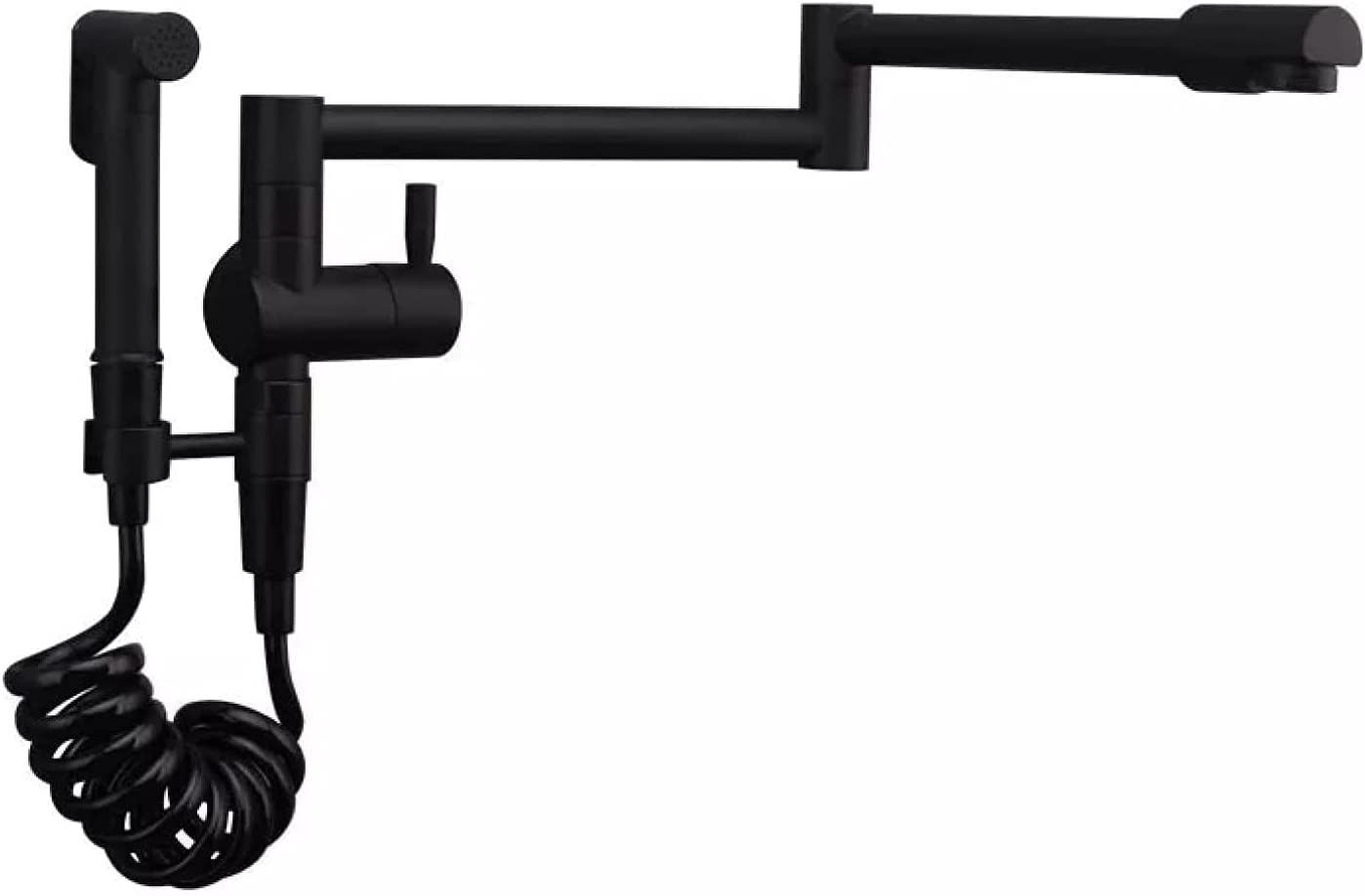 Stainless Steel Kitchen Sink Faucet - Foldable Brass Mixer Tap with Rotating Sprayer for Wall Mounted Installation (Cold Water) - Perfect for Kitchen, Bidet, Mop Sink & Utility Room Use