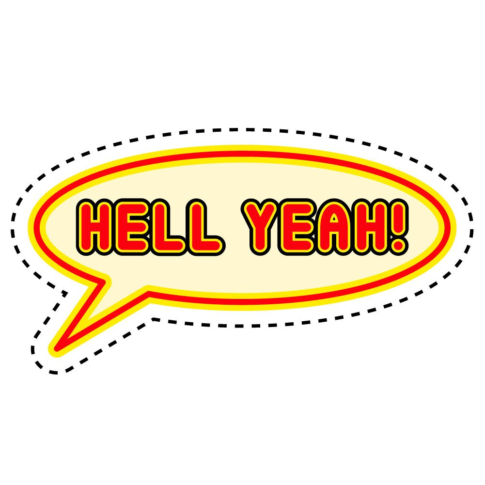 Retro Style 'Hell Yeah' Speech Bubble Vinyl Decal - 10 Inch Full Color Waterproof Sticker for Cars, Laptops, Windows, Home Décor (Indoor/Outdoor Use) - Perfect for Personalizing Vehicles, Tech Gadgets & Wall Art