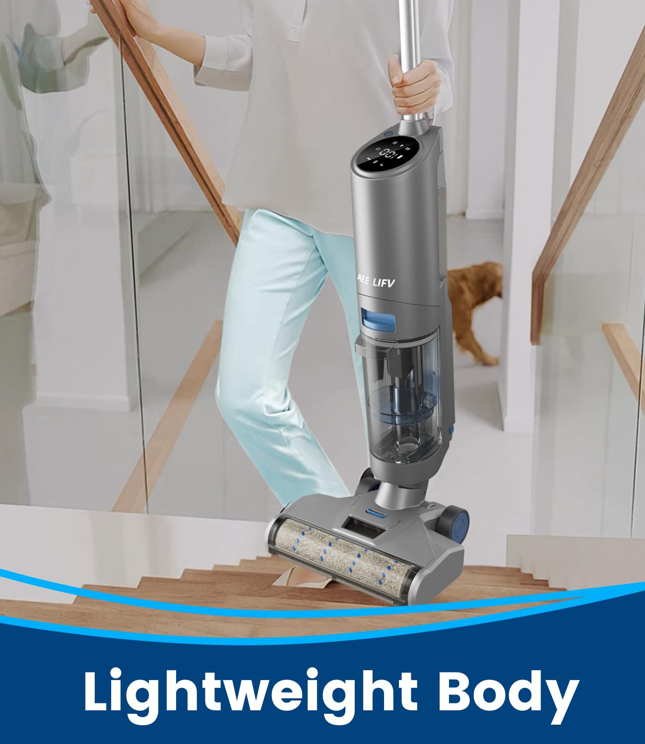 **3-in-1 Cordless Wet Dry Vacuum Mop Cleaner with Self-Cleaning System & HD Display – Multi-Surface Deep Cleaning for Hardwood, Tile & Carpet – Perfect for Pet Hair, Sticky Messes & Home Cleaning (Grey)**