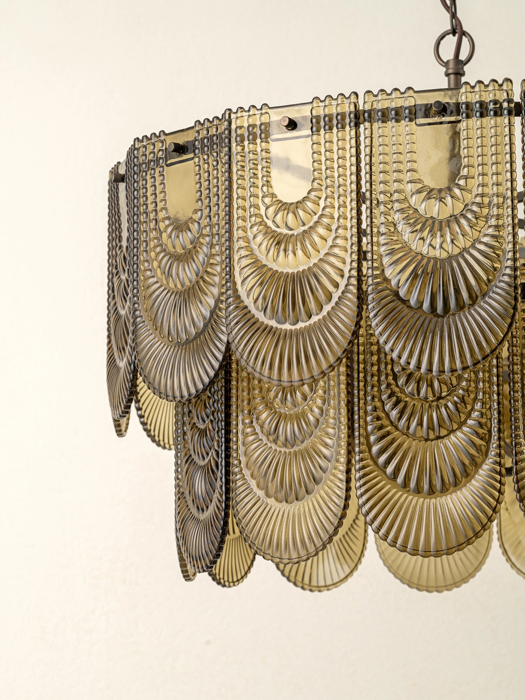 Selmes 4-Light Bronze Chandelier with Smoked Green Glass - Elegant Dining Room & Living Room Lighting Fixture