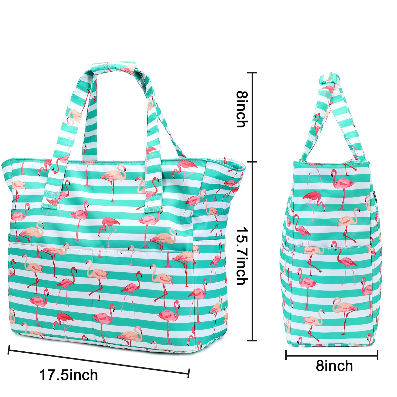 Waterproof Large Beach Tote Bag for Women - Sandproof Zippered Pool & Gym Bag with Wet Pocket - Perfect for Swimming, Travel, Shopping & Grocery Trips