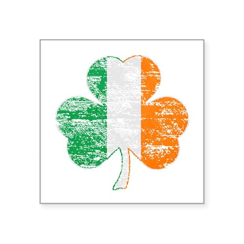 White - Vintage Irish Flag Shamrock Sticker