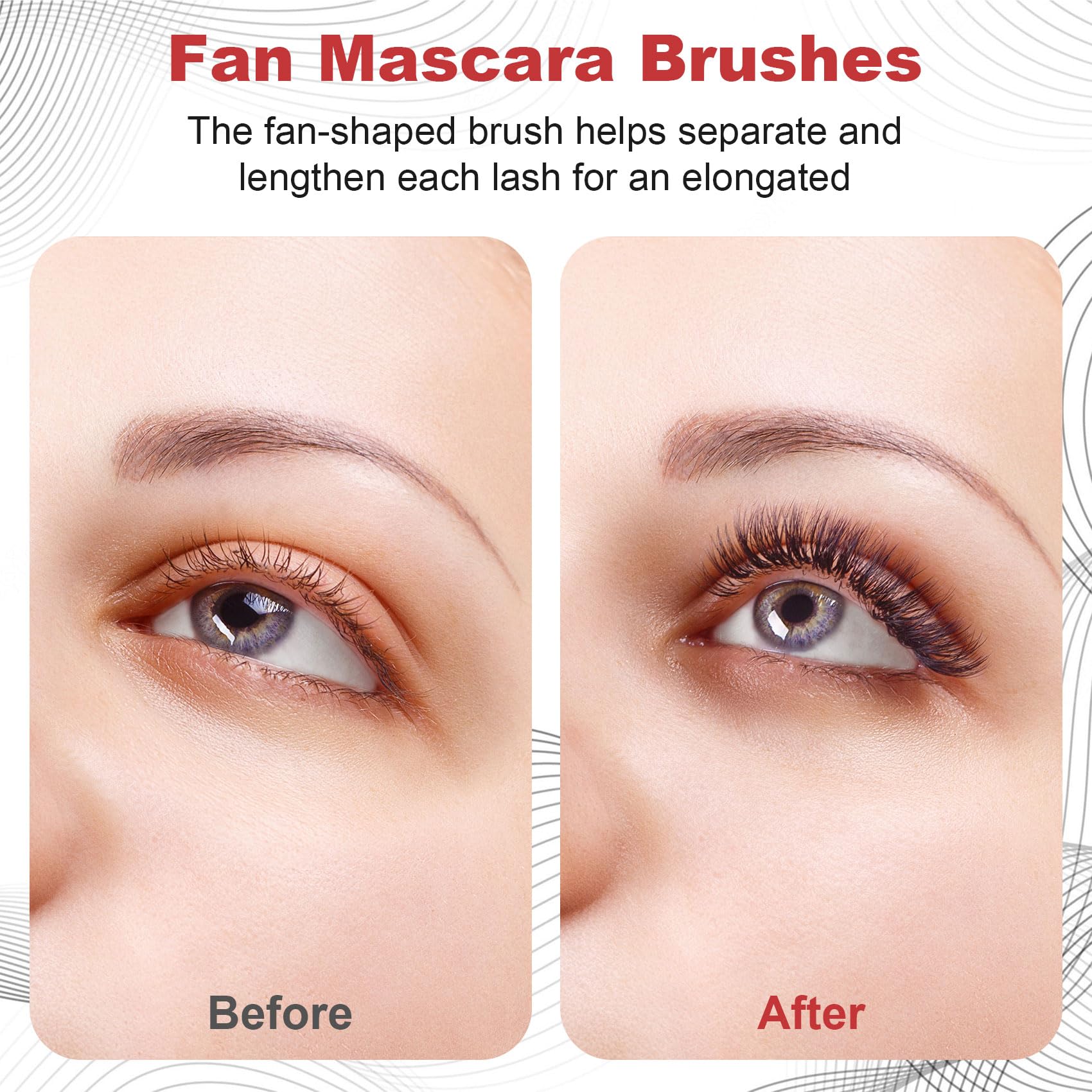 PAGOW 2 Pack Folding Angle Scalloped Eyelash Brush - 2024 New Mascara Fan Brush for Volume & Separation, Multifunctional Eyelash Comb & Separator - Perfect for Professional Makeup & Home Use (Brown Bristles) - Ideal for Lash Extensions, False Lashes & Everyday Makeup Routine