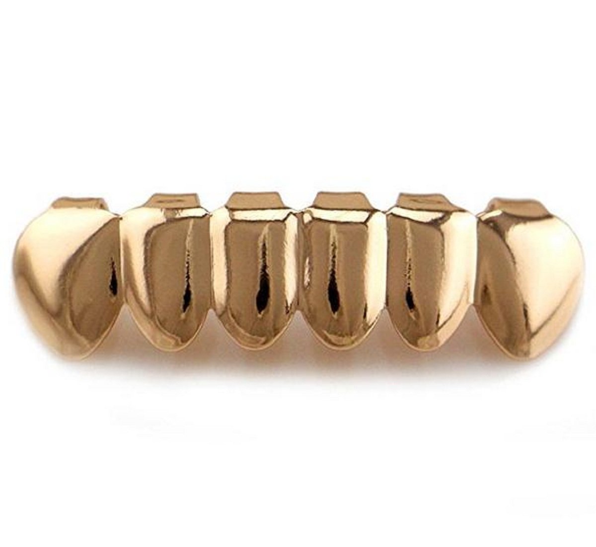 Premium Rose Gold Vampire Dracula Teeth Set - 2 Top Fangs & 6 Bottom Grills for Halloween Costume, Cosplay, and Gothic Fashion Accessories
