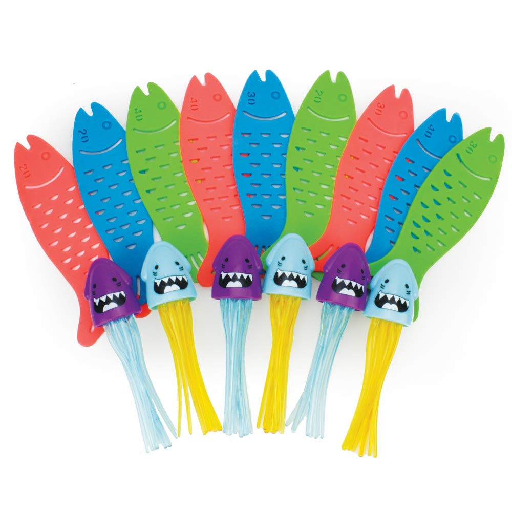 Boley Fish & Squid Swim Toys - 15 Piece Small Swimming Pool Toys Set for Kids - Diving Toys, Water Games & Bath Toys for Toddlers - Perfect for Pool Parties, Beach Fun & Bathtime Play
