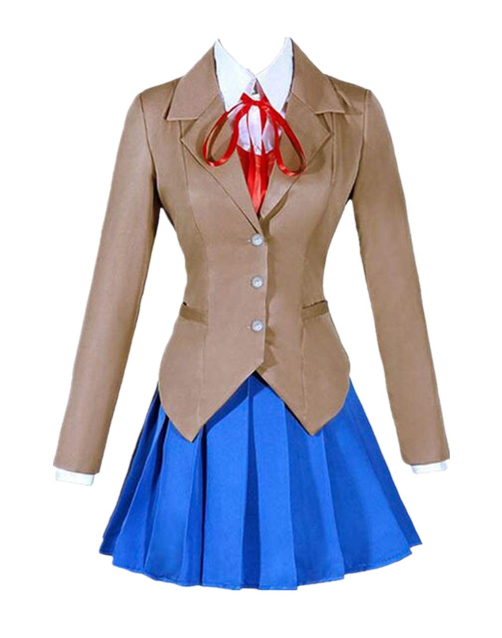 Forevercos Doki Doki Literature Club Monika Cosplay Costume - Anime School Uniform Outfit with Wig for Halloween, Comic Con & Anime Convention | Perfect for Cosplay Events, Themed Parties & Photoshoots