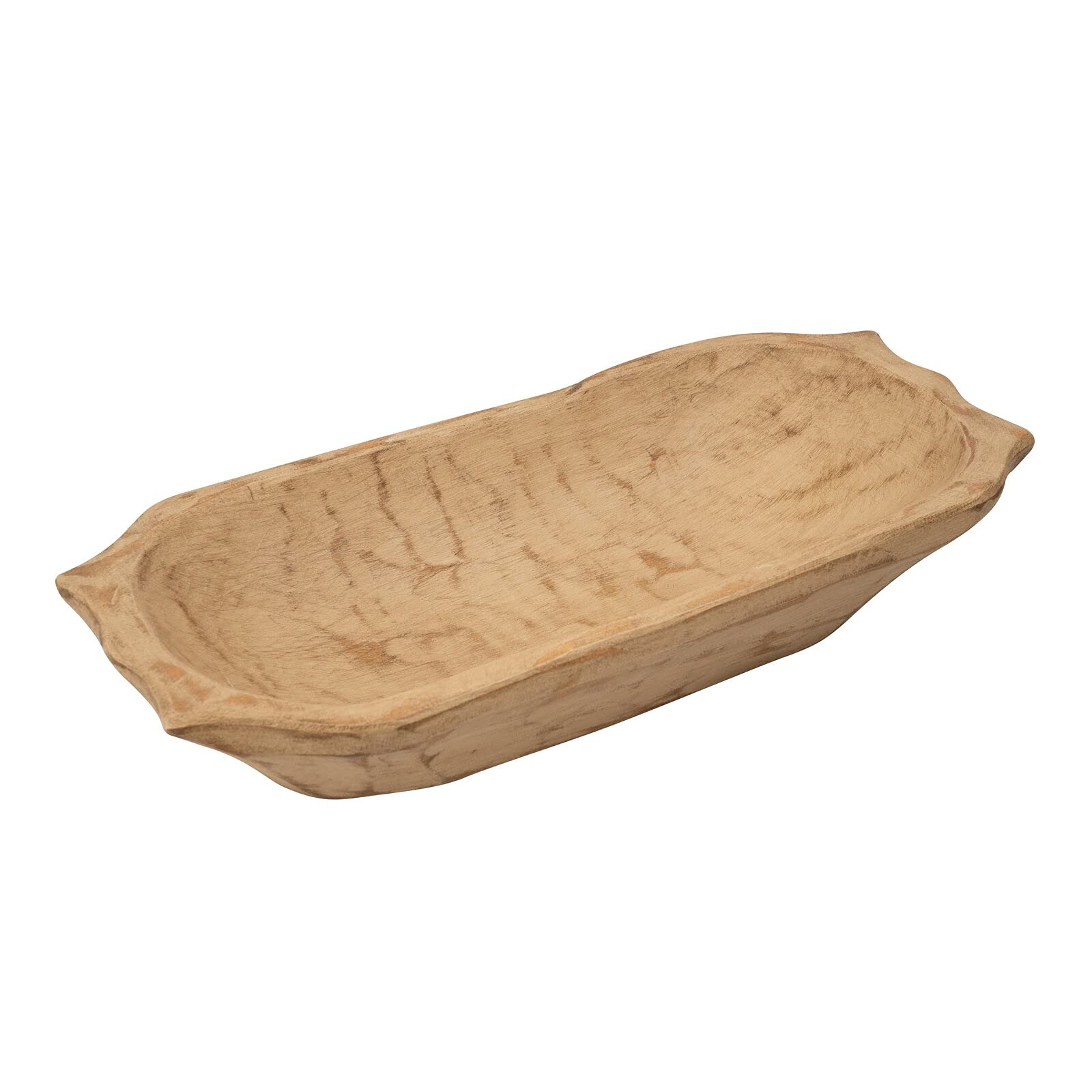 Glenfield Deep Wooden Dough Bowl with Handles - Handcrafted Decorative Serving Bowl for Bread, Pizza Dough & Rustic Home Decor | Perfect for Kitchen, Dining Table & Farmhouse Style Decor