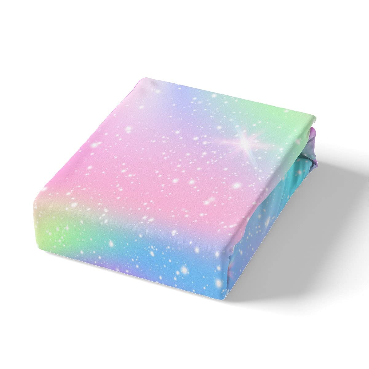 Erosebridal Galaxy Queen Size Fitted Sheet Set - Rainbow Ombre Gradient Tie Dye Bed Sheets with Starlight Glitter for Girls, Teens & Women | 4PC Space Star Pastel Bedding for Cozy Bedroom Decor & Teen Room Aesthetic