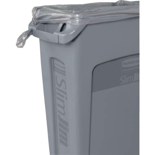 Rubbermaid 23 Gallon Slim Jim Plastic Rectangular Trash Can with Venting Channels - Beige, Pack of 4 - Ideal for Kitchen, Classroom, Office & Back of House Waste Disposal
