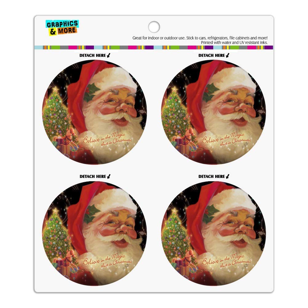Christmas Holiday Fridge Magnets Set - 'Believe in the Magic' Vinyl Circle Magnets for Refrigerator, Locker & Metal Surfaces - Perfect for Home, Office & Holiday Decorations