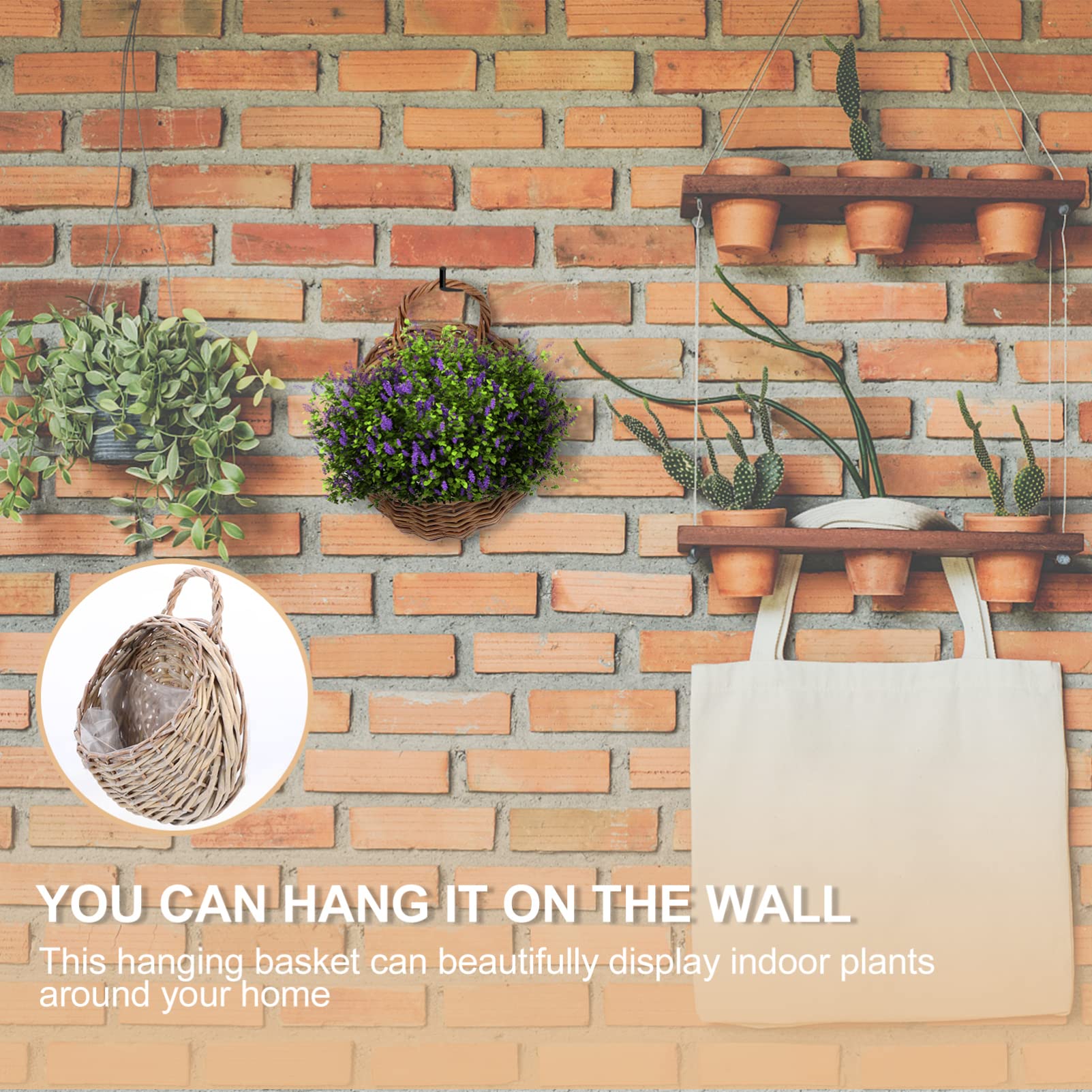 4Pcs Handmade Woven Rattan Wall Hanging Baskets - Boho Home Decor Storage Organizer for Bathroom, Kitchen, Bedroom & Living Room