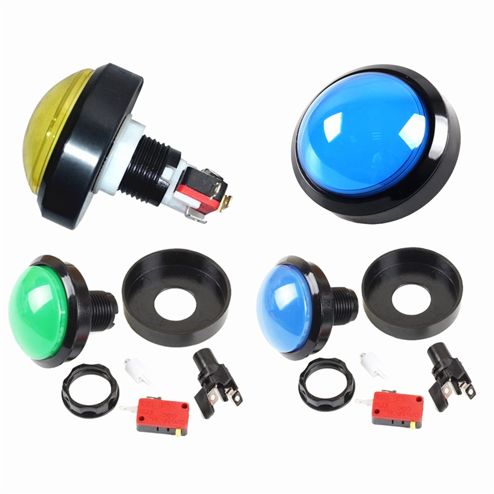 CZKE 60MM LED Arcade Push Button - 5 Color Options with Convex Design for Video Games & DIY Arcade Machines (Green) - Perfect for MAME Cabinets, Gaming Consoles & Retro Arcade Builds