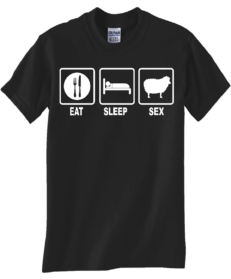 Gildan EAT SLEEP SEX Black Cotton T-Shirt for Men - Casual Streetwear Graphic Tee for Everyday Wear & Urban Fashion