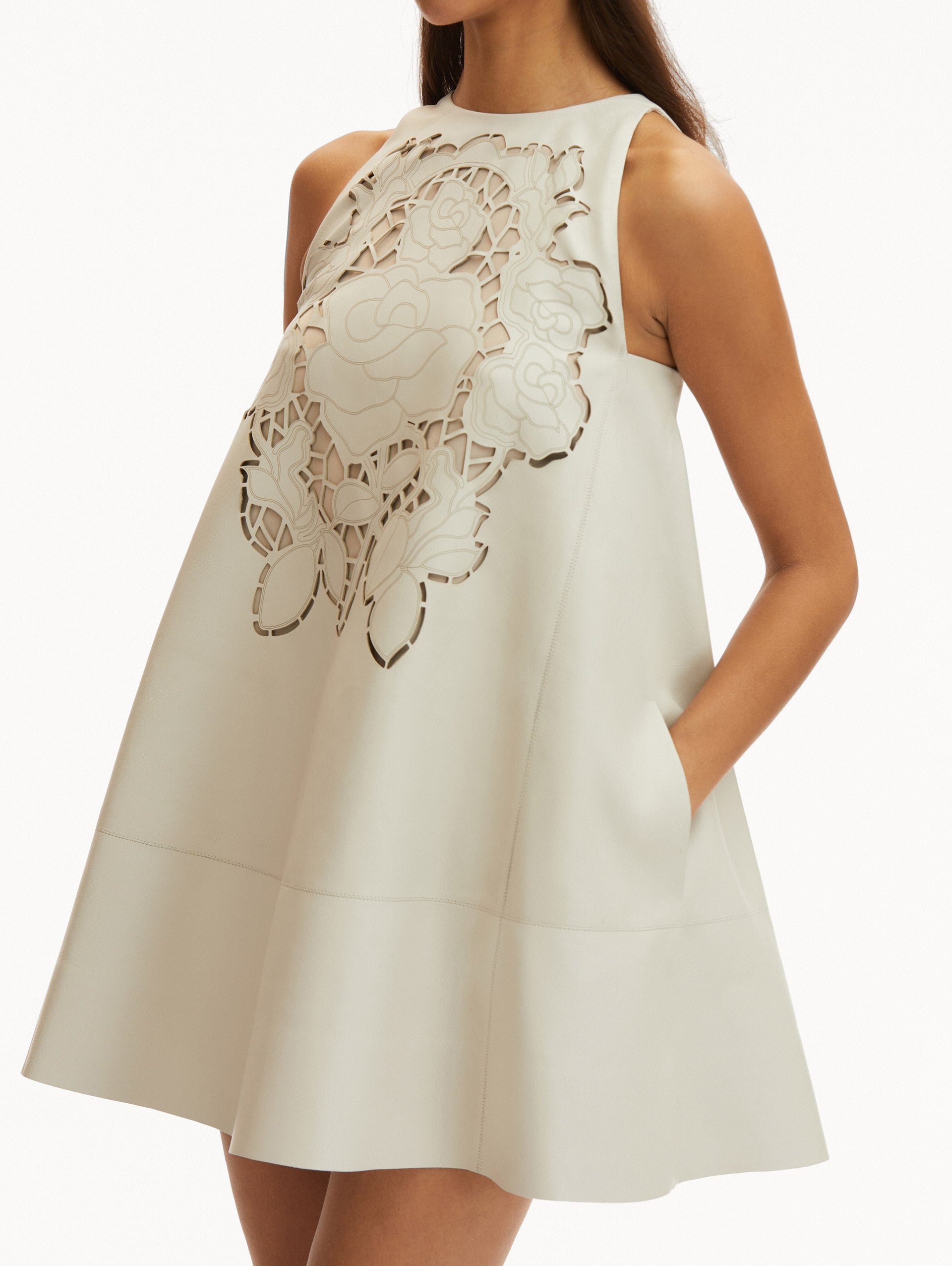 English Rose Cutout Leather Dress - Elegant Vintage Style for Women | Perfect for Evening Parties, Date Nights & Special Occasions
