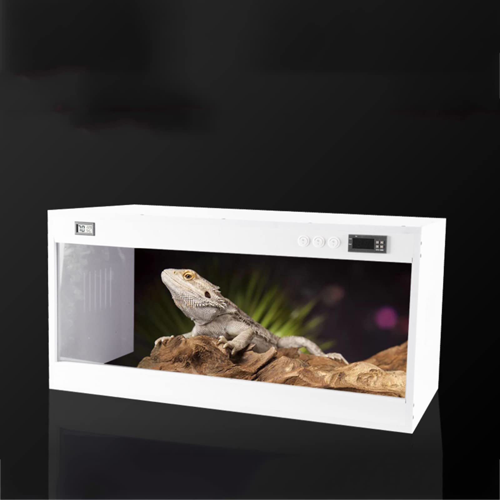 Premium Reptile Terrarium with Smart Thermostat & Heating Lamp - 60x40x40cm Large Habitat for Lizards, Snakes, Small Animals - Ideal for Home, Classroom, or Breeding Use