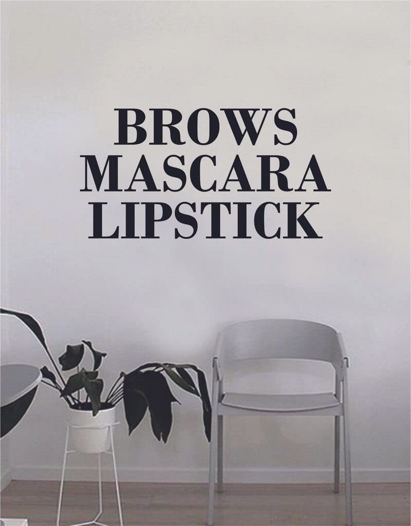 VVWV® Eyebrow Mascara & Lipstick Quote Wall Decals - 50x30cm Vinyl Die-Cut Stickers for Salon Decor, Beauty Parlor, Girls Room Makeover | Perfect for Nail Studios, Bedroom Walls & DIY Home Decor