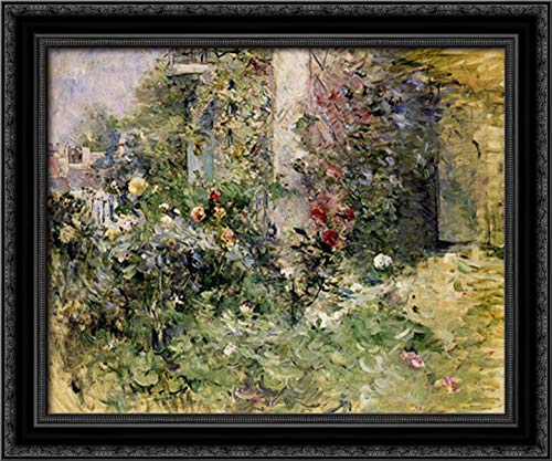 Berthe Morisot The Garden at Bougival 24x20 Black Ornate Wood Framed Canvas Art - Perfect for Living Room, Bedroom & Office Wall Decor