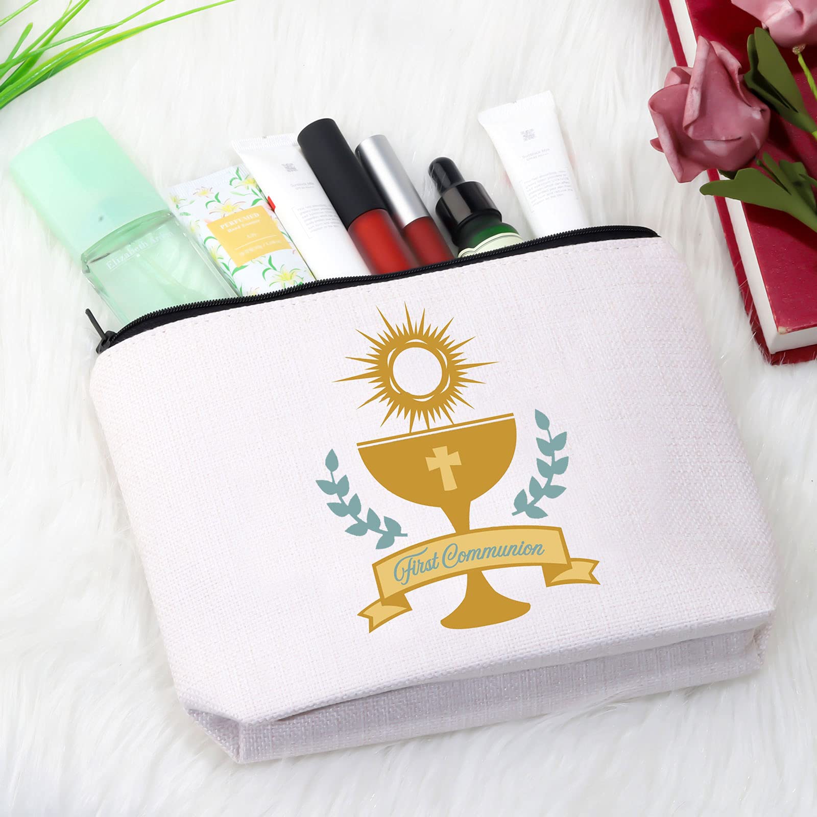 First Communion Gift Set - Baptism & Holy Communion Zipper Pouch for Makeup & Travel | Religious Keepsake Bag for Girls (EU Size) - Perfect for Church Events, Sunday School & Special Occasions