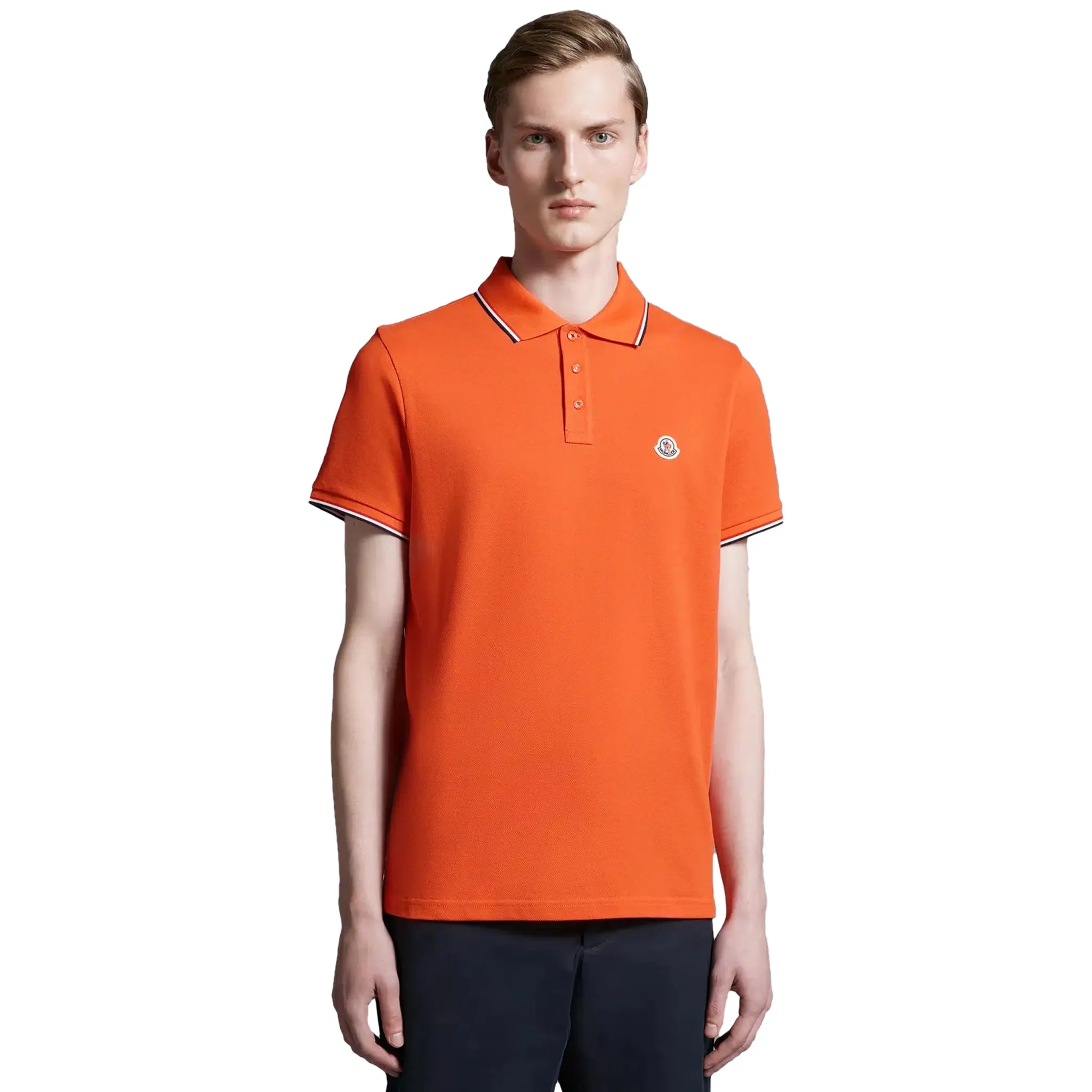 Moncler Orange Polo Shirt for Men - Premium Cotton Short Sleeve Casual Shirt - Perfect for Golf, Summer Outfits & Business Casual Wear