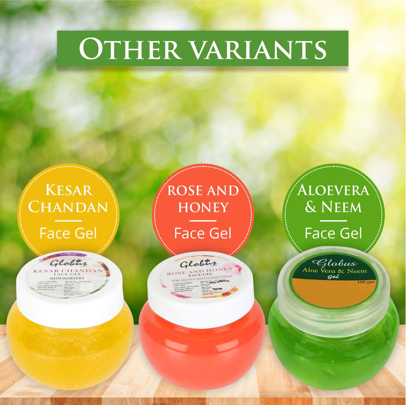 Globus Naturals Kesar Chandan Face Gel with Aloe Vera - 100g | Saffron & Sandalwood Hydrating Face Gel for Glowing Skin | Perfect for Daily Skincare & Nighttime Routine