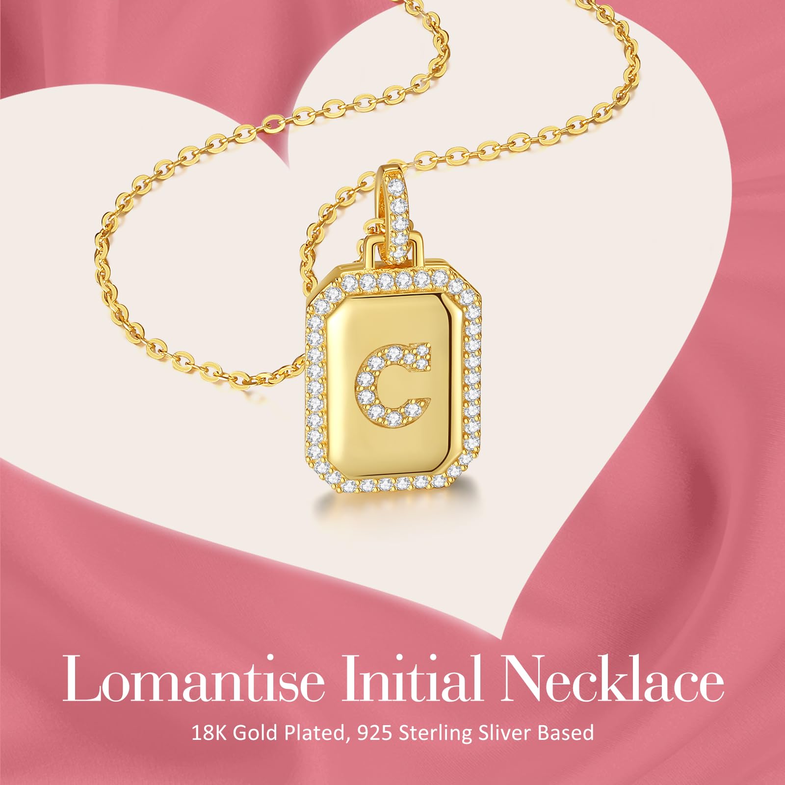 18K Gold Plated Initial Necklace for Women - Personalized Letter Pendant Jewelry in Sterling Silver | Perfect Christmas, Anniversary & Birthday Gift for Wife, Girlfriend, Mom & Daughter | Everyday Wear, Date Night, Special Occasions