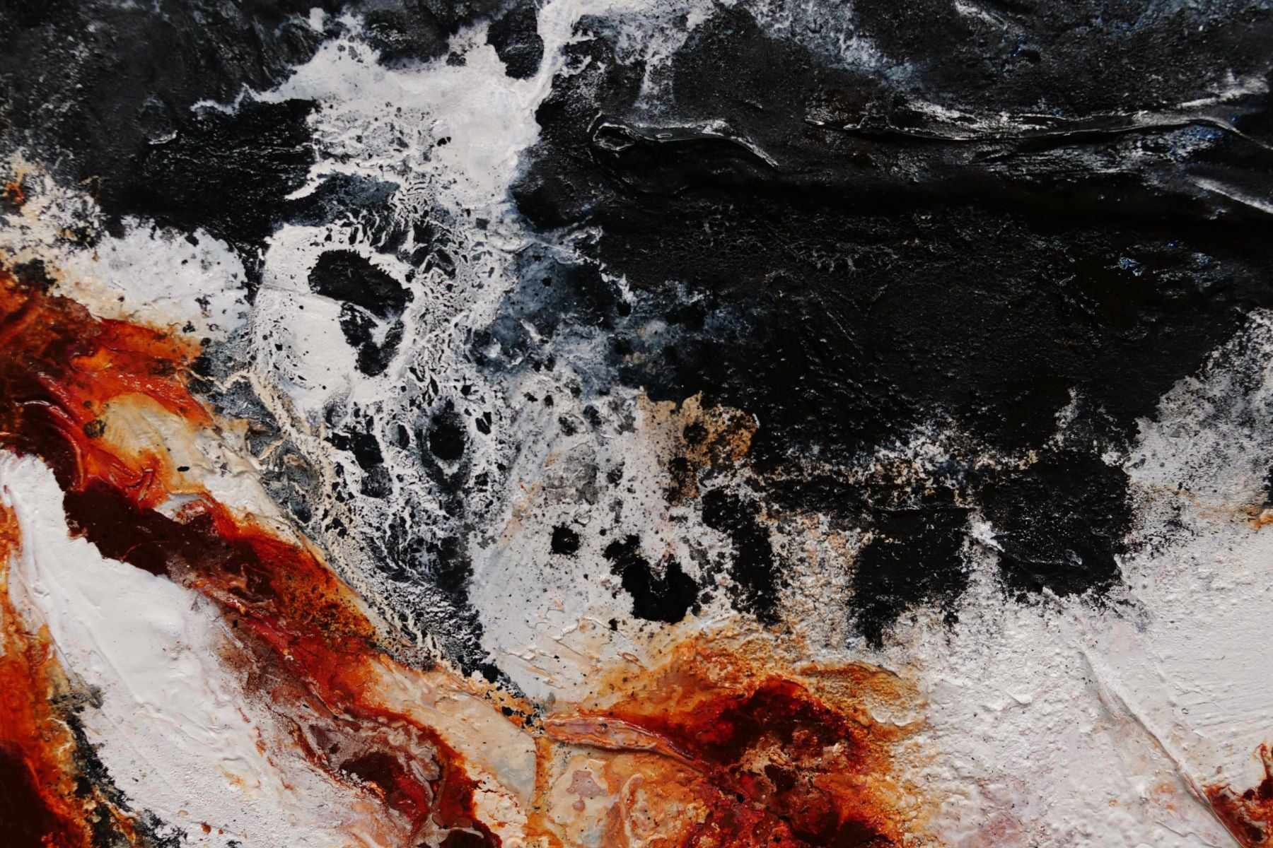 250cm x 150cm Black Oxide Textured Abstract Painting - Slated Licorice and Ice - Modern Wall Art for Living Room, Bedroom & Office Decor