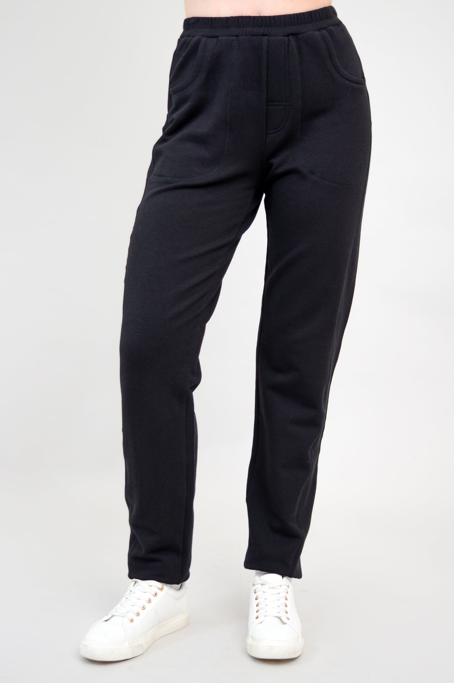 Christine Women's Bamboo Fleece Pants - Soft & Comfortable Black Lounge Pants for Yoga, Sleep & Relaxation at Home