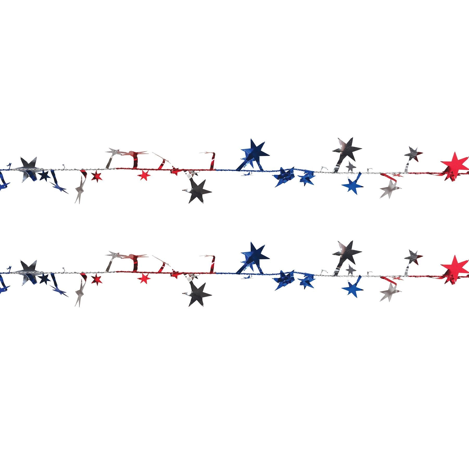 12 Pack Beistle Gleam 'N Flex Star Party Garland - Red, Silver, Blue Wire Decorations for Christmas, Birthday, Wedding & Holiday Celebrations