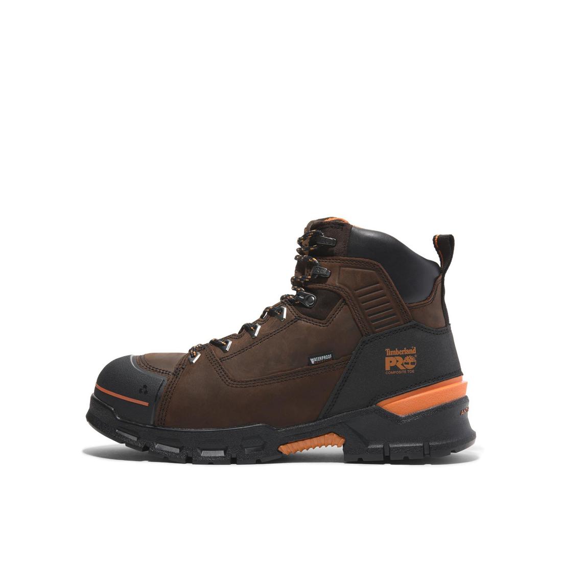 Endurance EV 6-Inch Composite Toe Waterproof Work Boots for Men - Brown Safety Shoes for Construction, Warehouse & Outdoor Work