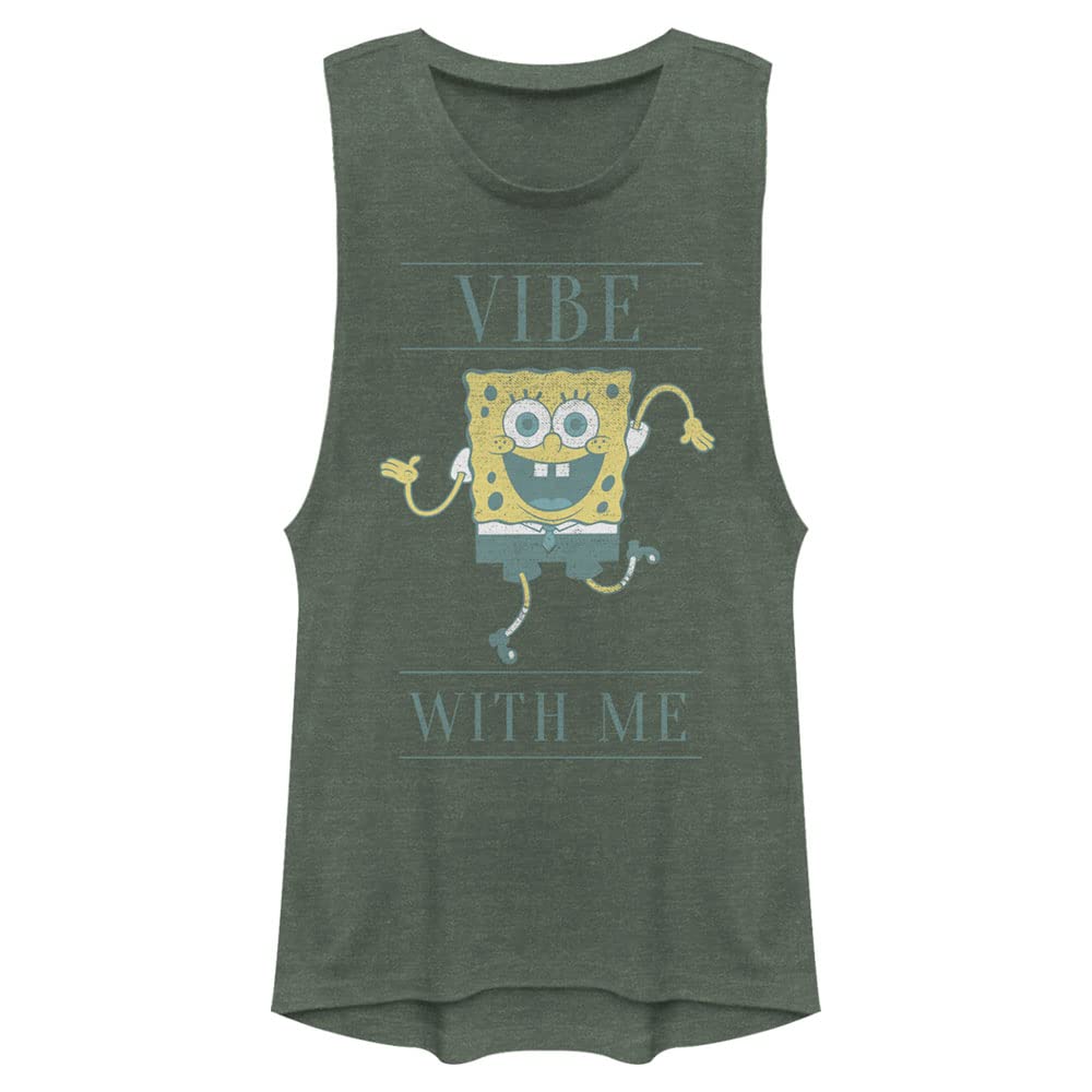 Nickelodeon SpongeBob SquarePants Vibe with Me Women's Muscle Tank Top - Casual Summer Outfit for Beach, Gym & Streetwear