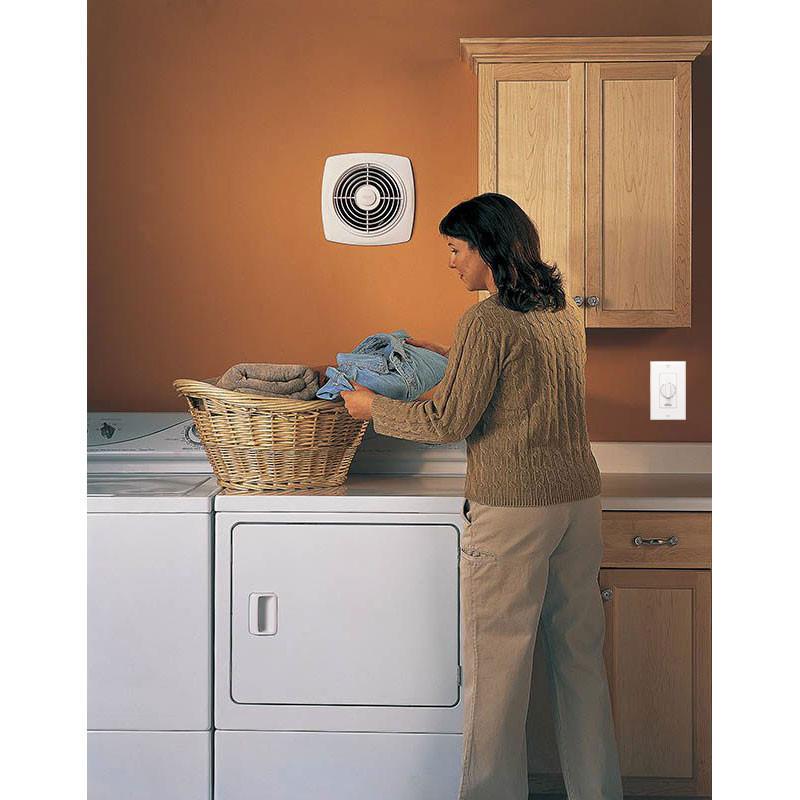 Broan 509 White Square 180 CFM High-Power Through Wall Mount Ventilation Exhaust Fan with Variable Speed Control - Perfect for Bathroom, Kitchen & Laundry Room Ventilation