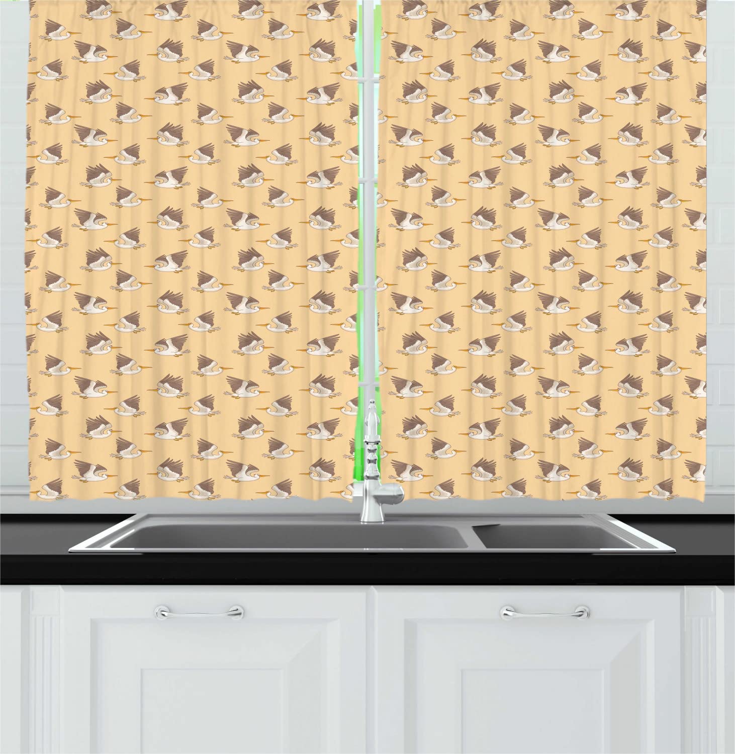 Ambesonne Funny Pelican Bird Print Kitchen Curtains - 55