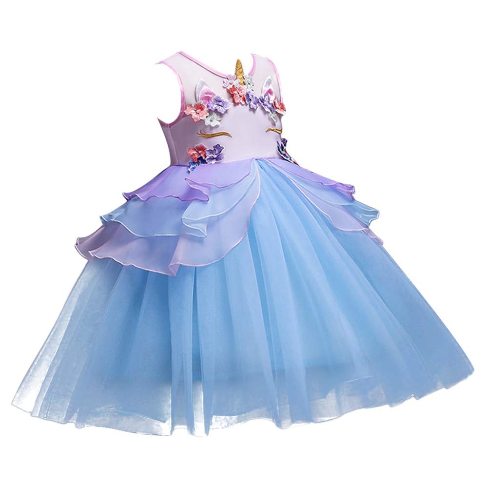 MYRISAM Girls Unicorn Birthday Dress - Sparkly Tulle Princess Pageant Party Gown for Dance Performances, Carnival Costume & Fancy Dress Up | Perfect for Birthday Parties, Pageants, Dance Recitals & Halloween Costumes