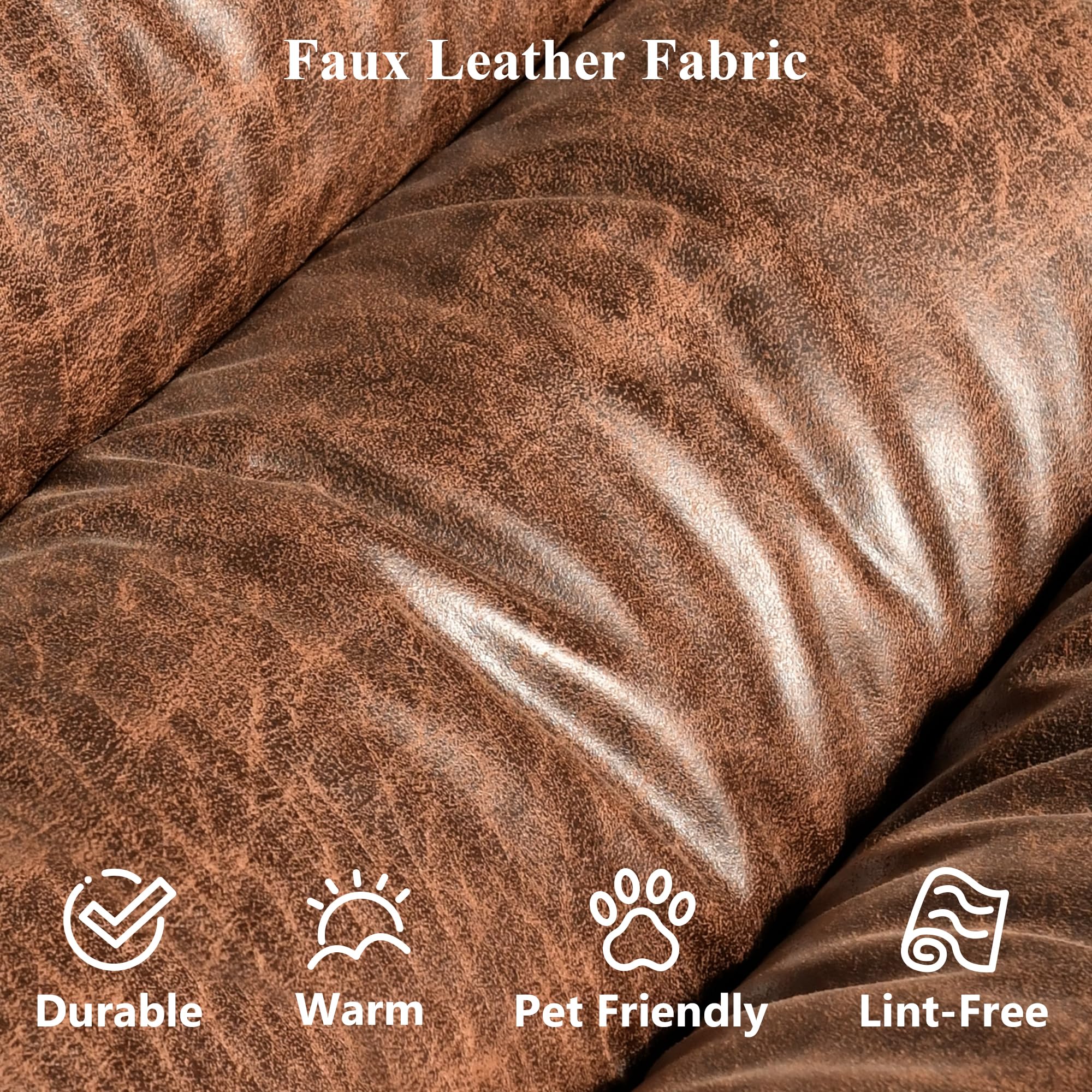 Lazy Lounge Chaise Chair with Ottoman - Comfortable Faux Leather Rocking Recliner for Adults with Arm Cushions, Perfect Reading Chair for Bedroom & Living Room - Dark Brown - Ideal for Relaxing, Reading Books or Watching TV
