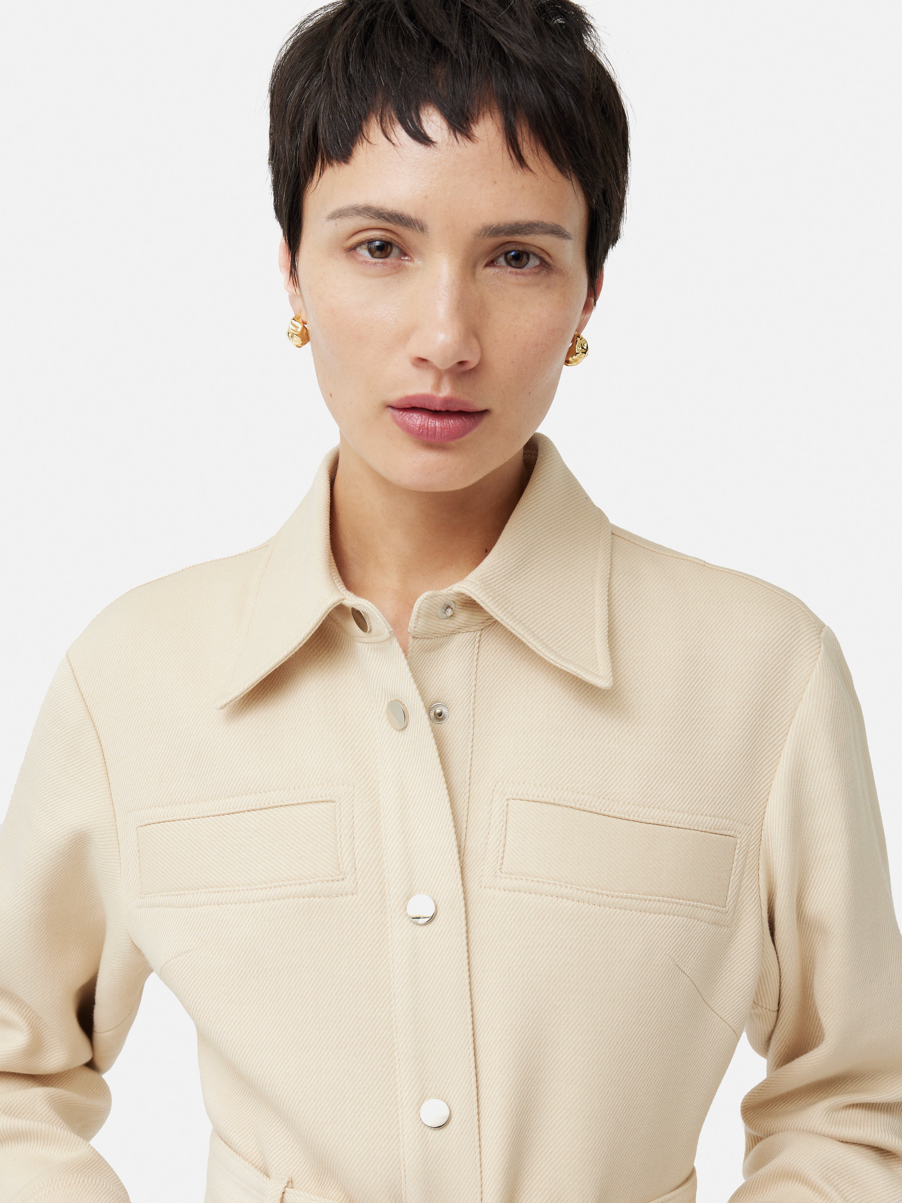 Premium Wool Utility Dress in Cream - Versatile & Comfortable for Work, Travel, and Casual Outings