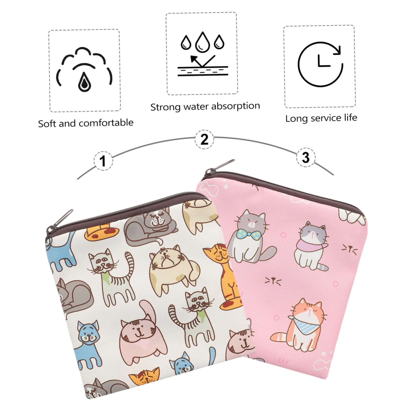 Cabilock 2-Pack Sanitary Napkin Storage Bags - Waterproof Hygiene Pouch for Menstrual Pads, Coins & Essentials | Compact Travel Organizer for School, Gym, Office & Outdoor Activities | Korean Style Polyester Pouch
