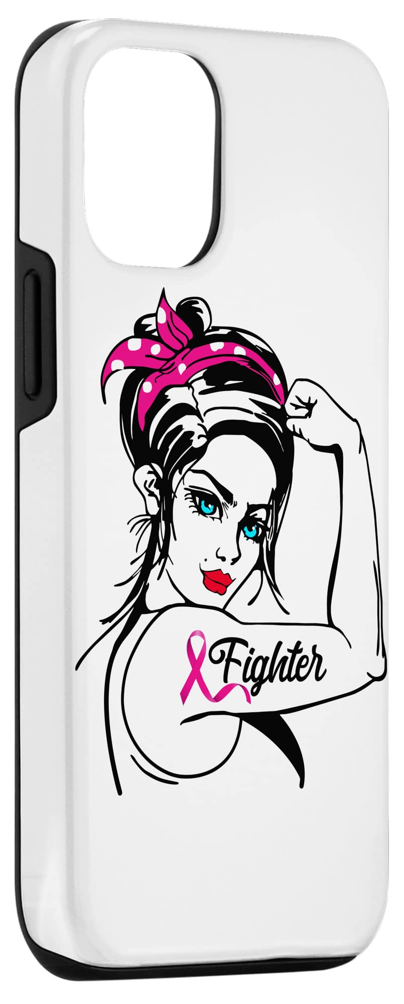 iPhone 12/12 Pro Case - Fighter Rosie The Riveter Design - Breast Cancer Awareness Phone Cover - Perfect for Everyday Use & Supporting Cancer Awareness