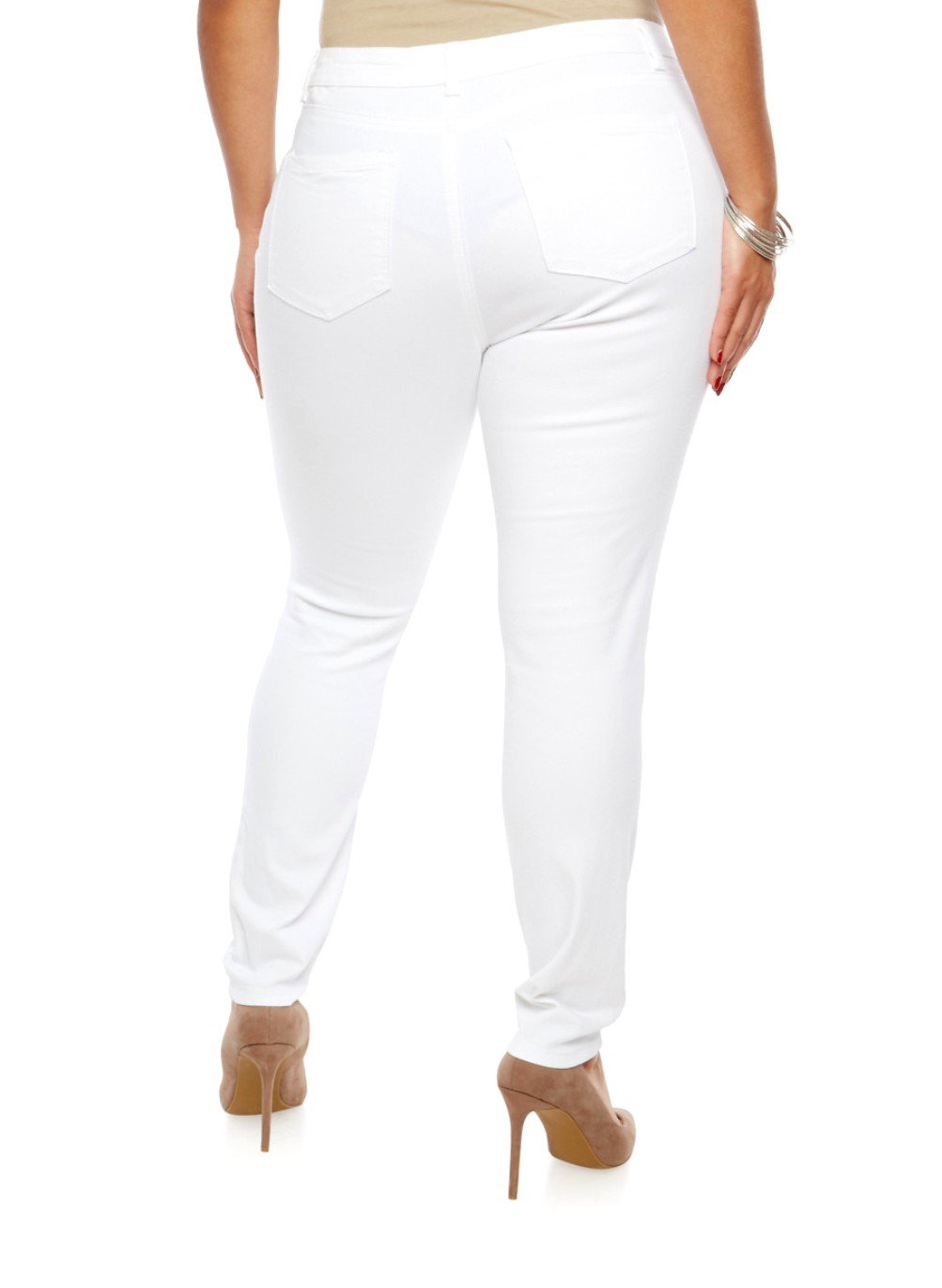 Jack David Women's Plus Size Ripped Skinny Jeans - Distressed Stretch Denim Pants in White & Black | Perfect for Casual Outfits, Streetwear & Everyday Wear