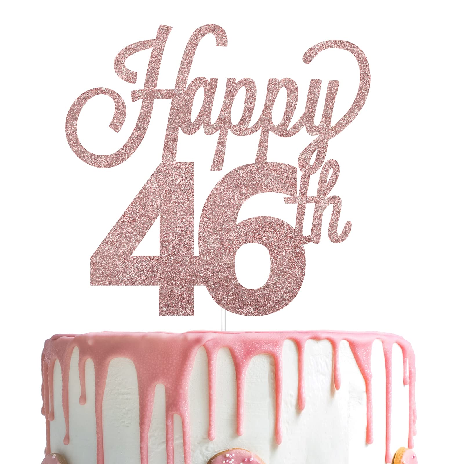 LINGTEER 46th Birthday Cake Topper - Cheers to 46 Years Old Party Decorations, Gold Foil Cake Sign for Anniversary Celebration | Perfect for Birthday Parties, Milestone Events & Photo Backdrops