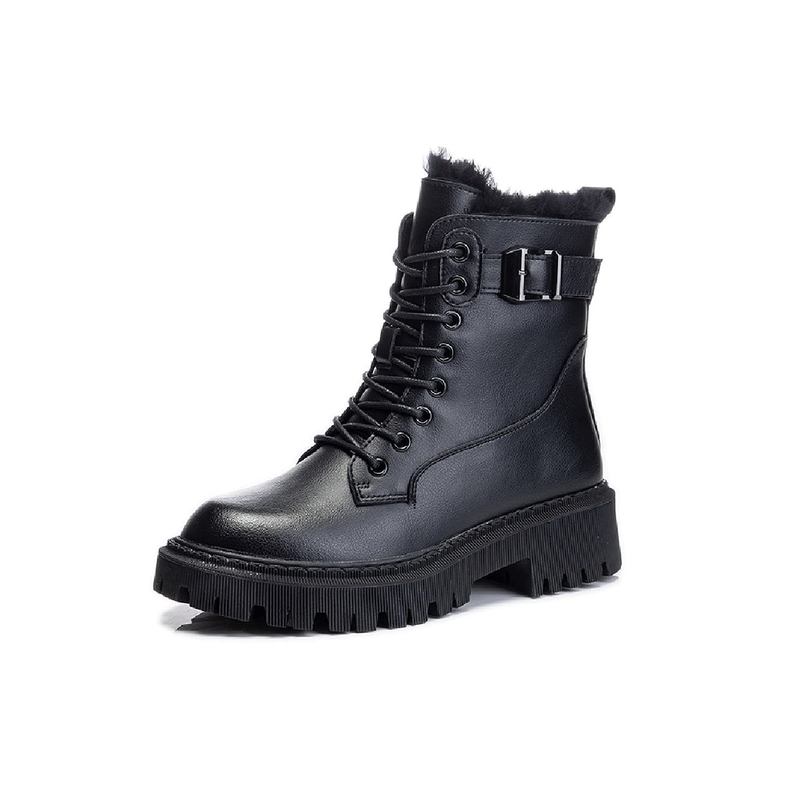 Women's Winter Boots - Genuine Leather Ankle Booties with Thick Sole & Wool Lining | Warm Comfortable Short Tube Boots with Thick Heel | Black Size 38 | Perfect for Snowy Days, Office & Casual Outfits