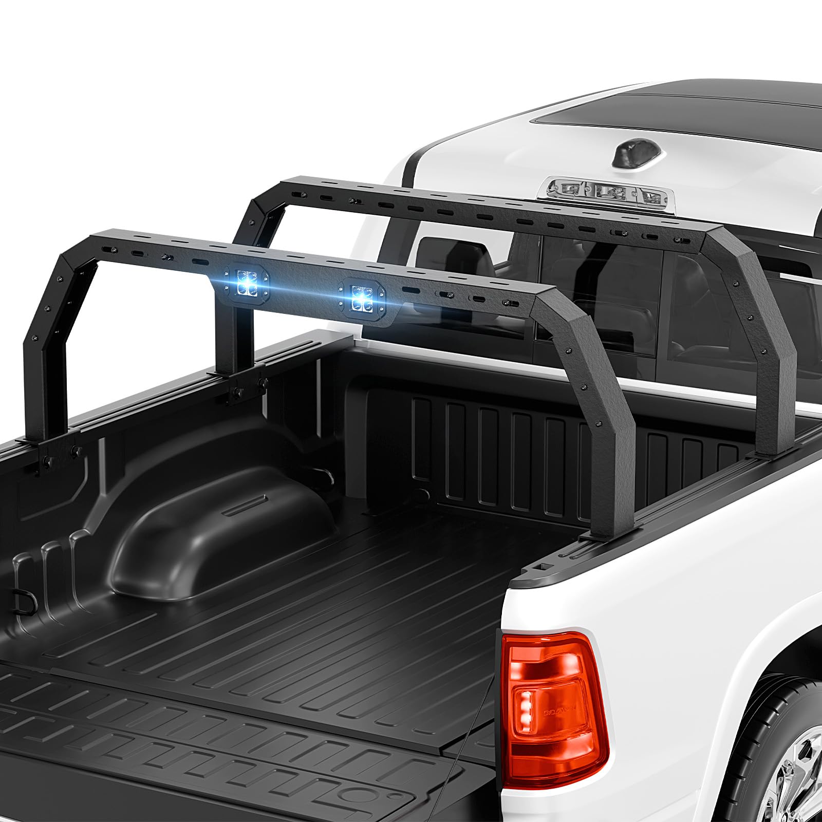Heavy-Duty Truck Bed Rack with 2 LED Light Bars - Compatible with 2005-2025 Toyota Tacoma, 2022-2025 Toyota Tundra & 2020-2025 Jeep Gladiator JT - 500 LB Capacity Overland Ladder Rack Cross Bars - Perfect for Off-Road Adventures, Camping & Hauling Gear