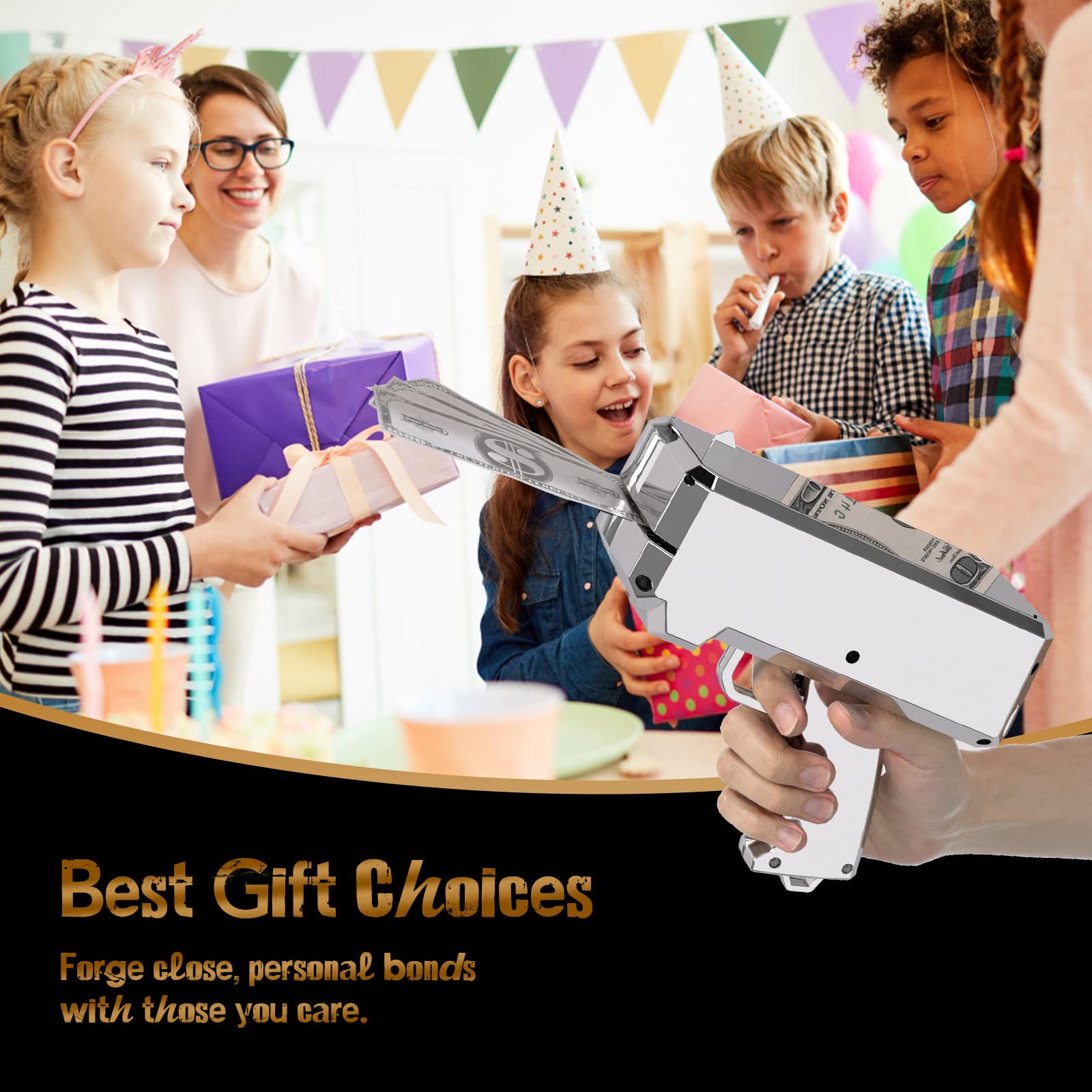 RUVINCE Realistic Money Gun Shooter - Prop Cash Gun for Movies, Parties & Games | Handheld Make It Rain Money Gun for Events, Celebrations & Film Props