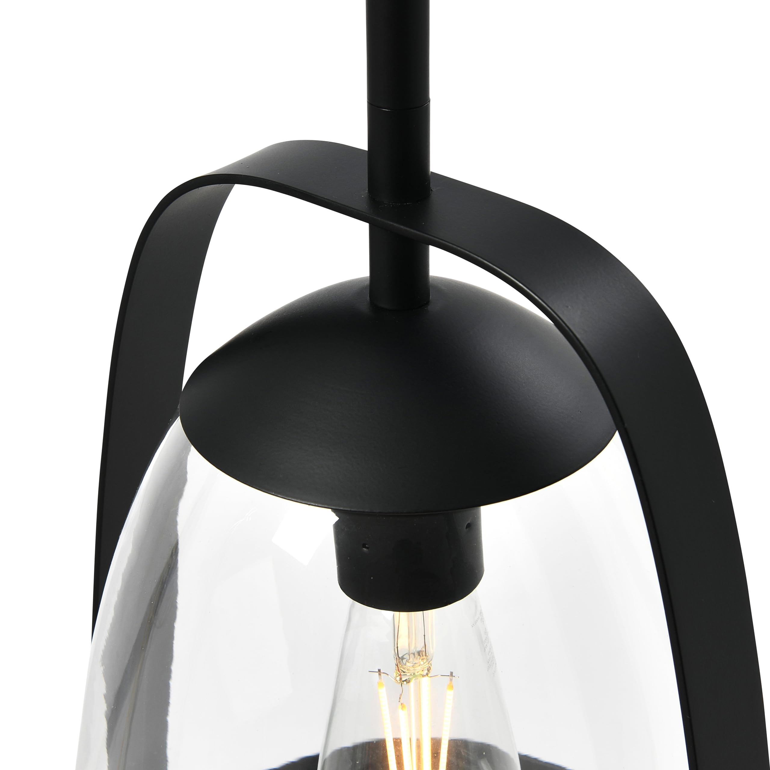 Jonah Matte Black Metal and Glass Ceiling Light Fixture - Modern Industrial Pendant Lighting for Dining Room, Kitchen, or Living Room