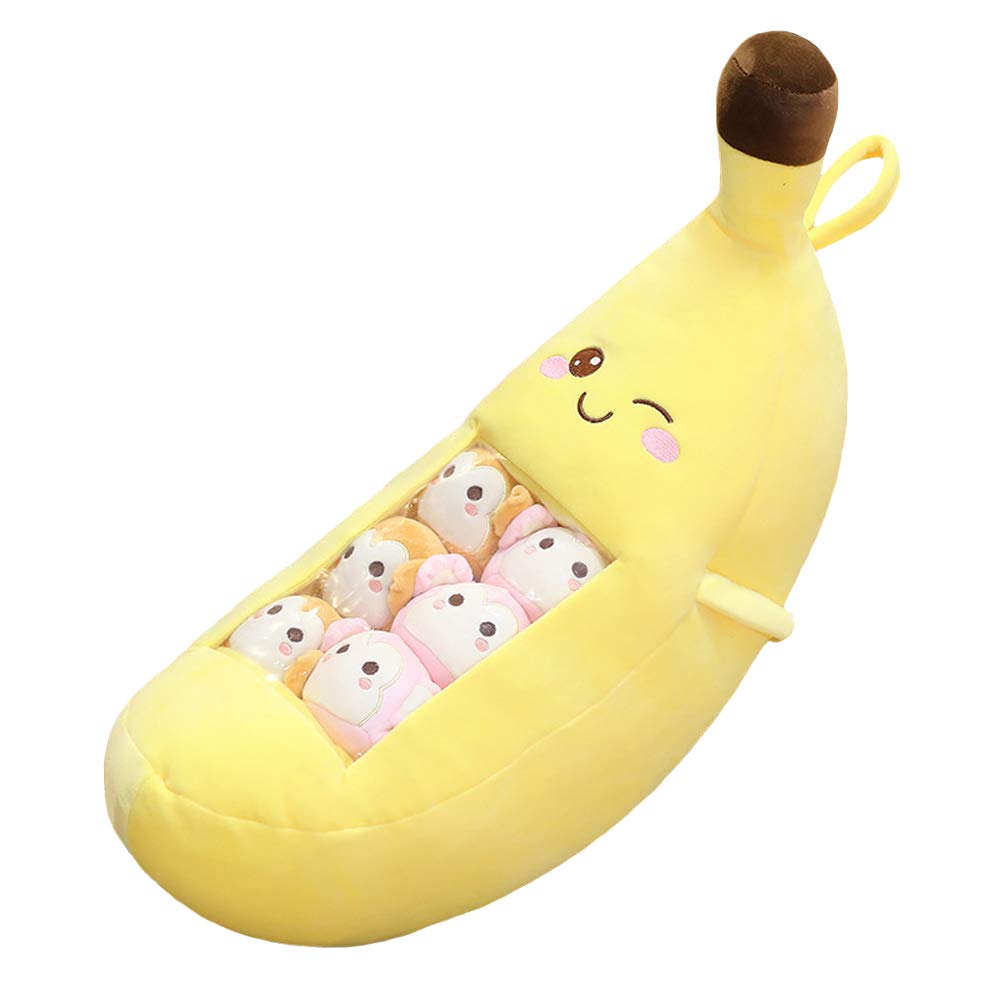 Cute Banana Throw Pillow Stuffed Toy - Soft Fluffy Doll Gift for Girls (Home Decor & Kids Room)