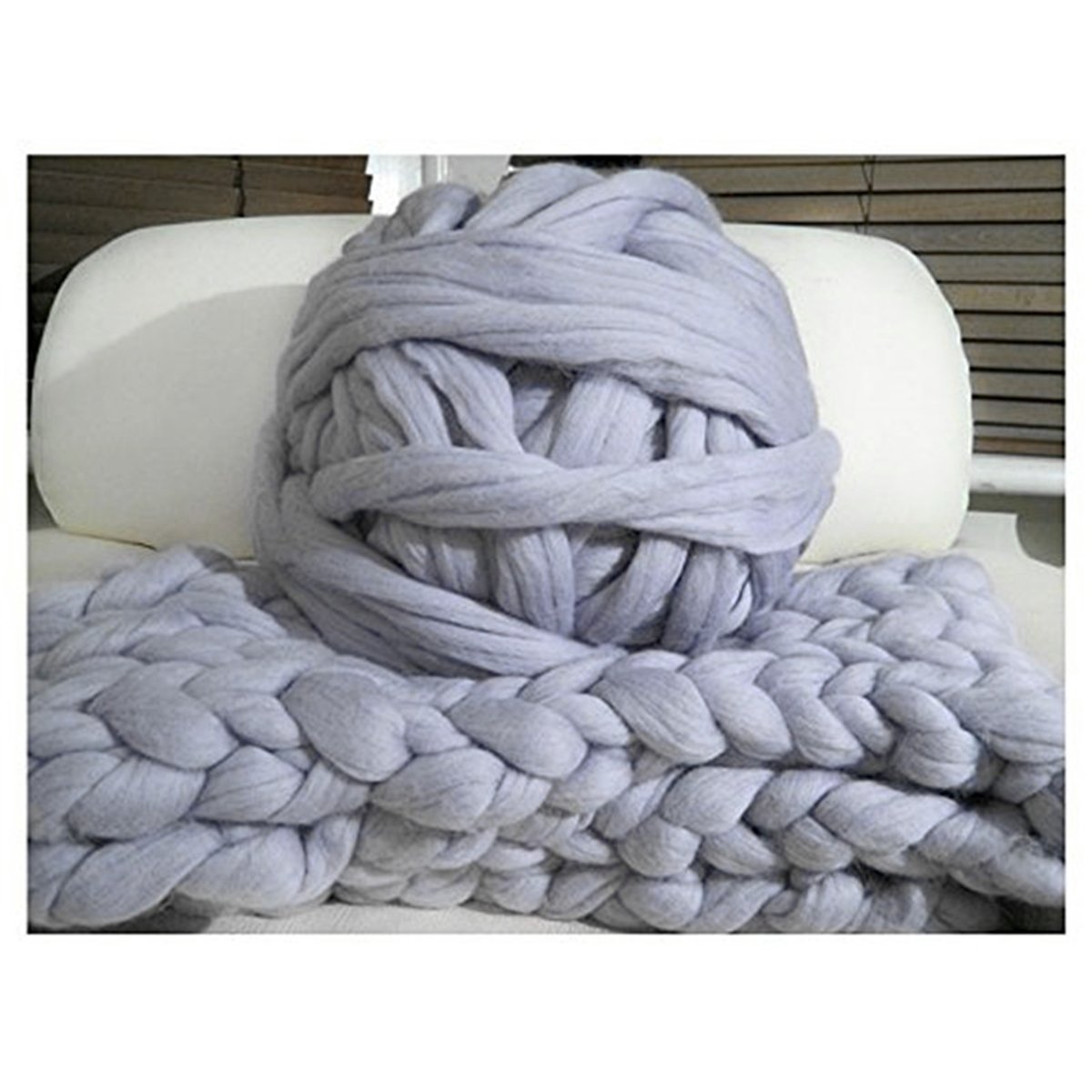 MLMGUO Giant Merino Wool Yarn - Super Soft Bulky Roving for Arm Knitting (8 lbs, Light Gray) | Perfect for Chunky Blankets, Scarves & DIY Home Decor Projects