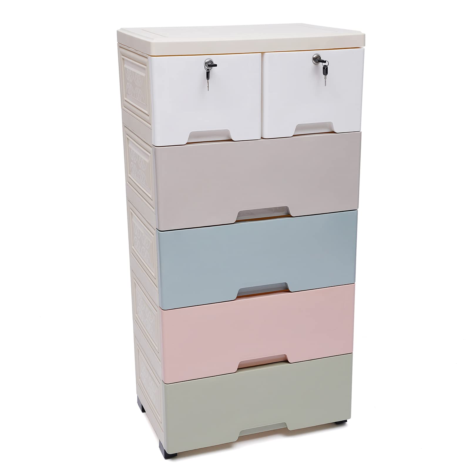 LOYALHEARTDY 6-Drawer Plastic Storage Cabinet - Tall Vertical Dresser Organizer for Clothes, Toys & Bedroom | Space-Saving Closet & Playroom Furniture (Macaron Color) | Perfect for Kids' Room, Dorm Organization & Small Space Storage Solutions