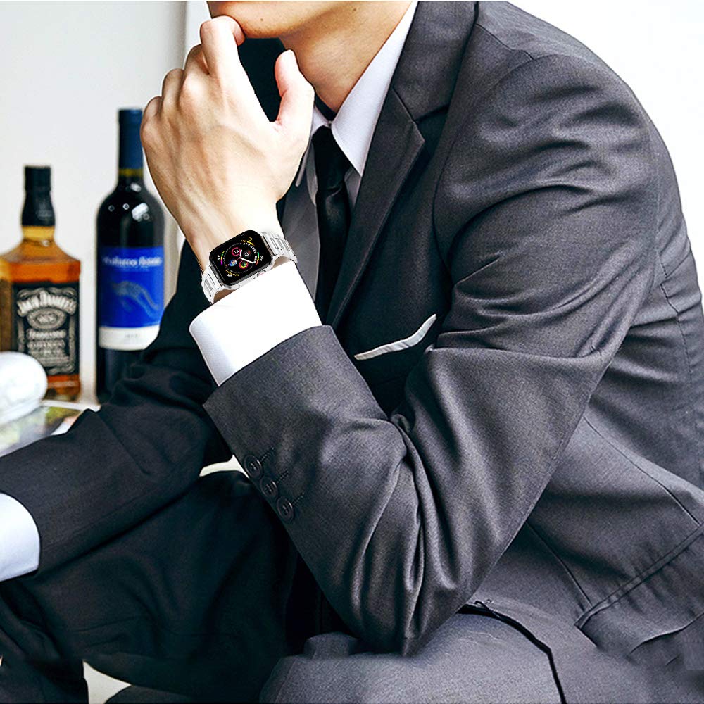 Premium Stainless Steel Apple Watch Band for Men - Compatible with 38mm 40mm 41mm iWatch Series Ultra/Ultra2/SE/9/8/7/6/5/4/3/2/1 - Elegant Silver Metal Chain Strap for Business, Casual & Formal Occasions