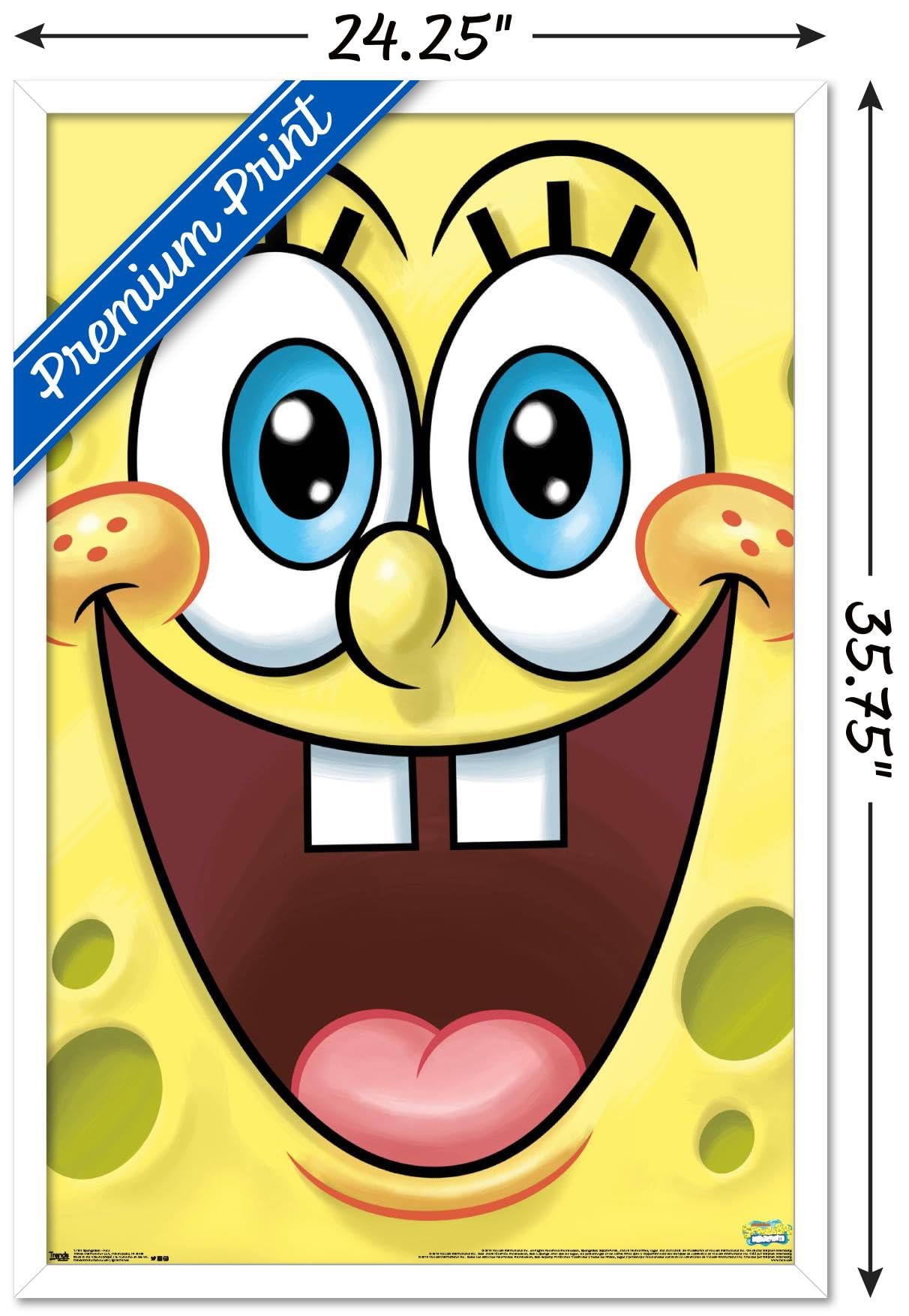 Trends International Nickelodeon SpongeBob SquarePants Wall Poster - 22.375 x 34 Inches, White Framed Version - Perfect for Kids' Room Decor, Classroom, or Cartoon Lover's Collection