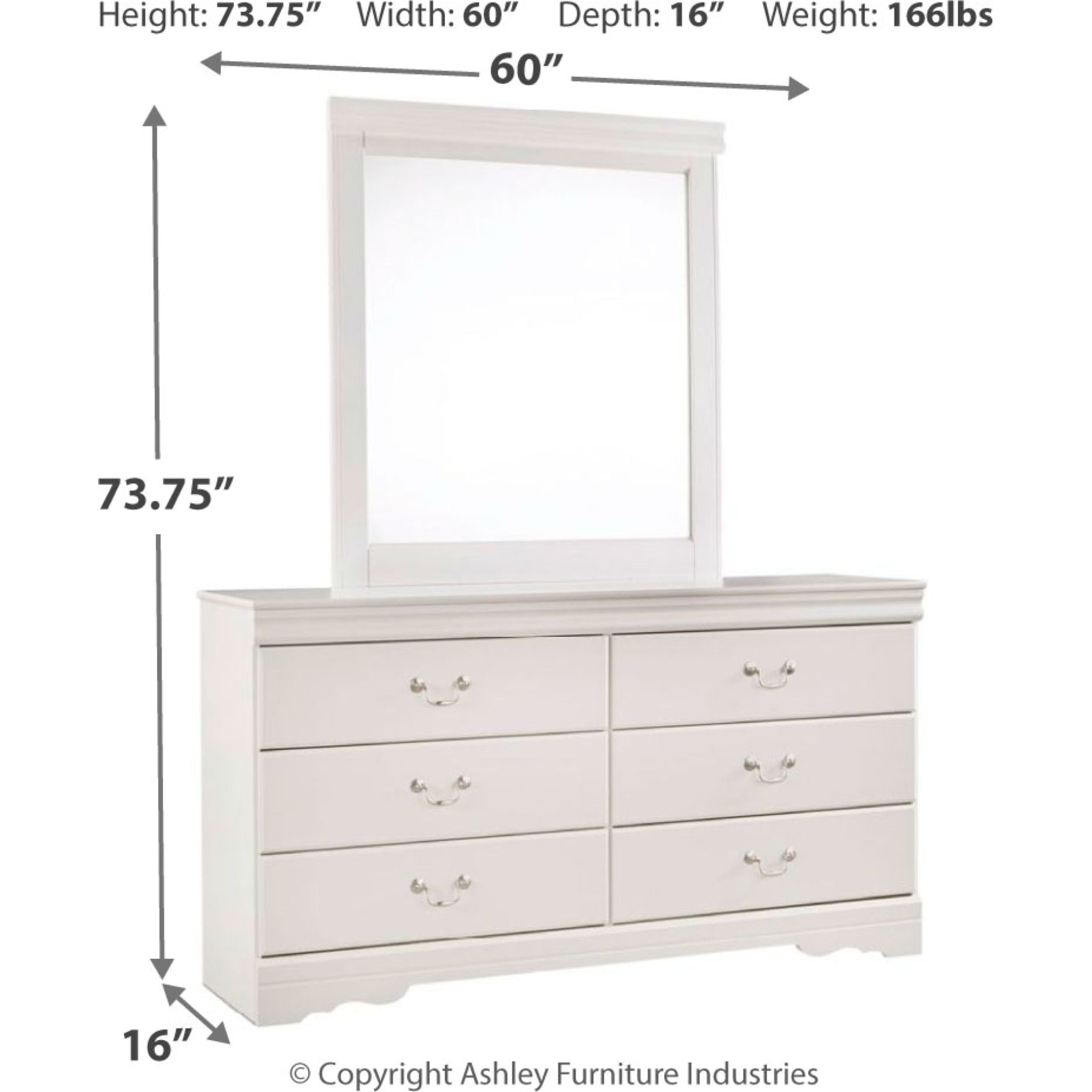 White Anarasia Dresser with Mirror - Elegant Bedroom Furniture for Home Decor & Organization