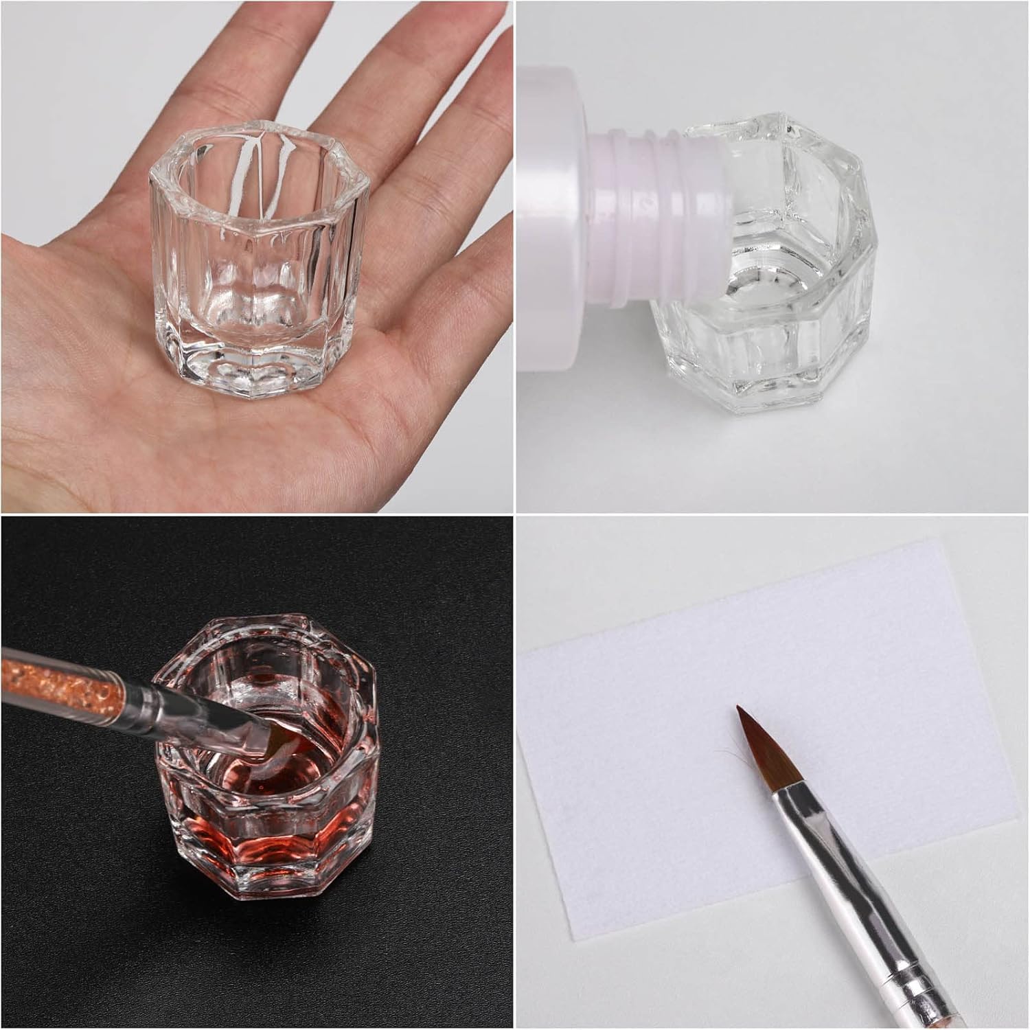 **Nail Art Dappen Dish - Clear Glass Monomer Liquid Bowl & Powder Holder for Acrylic Nails (Pack of 1) - Perfect for Salon, DIY Manicures & Professional Nail Artists**